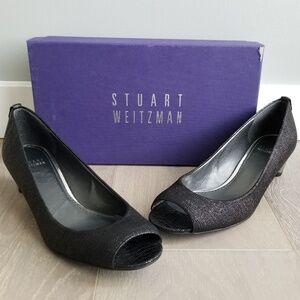 💥NEW💥STUART WEITZMAN Black Lizard Embossed Wedge